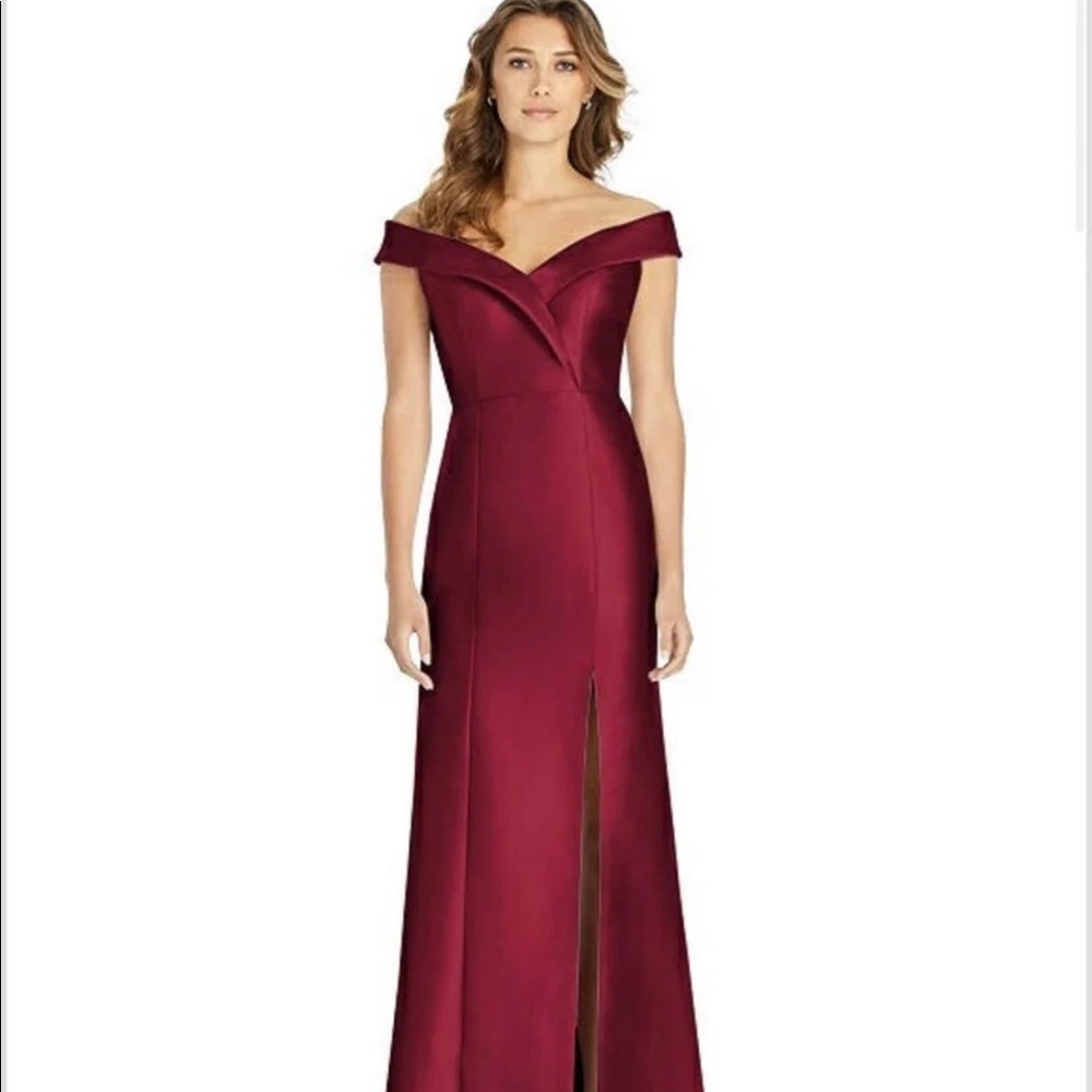 Burgundy off the shoulder dress